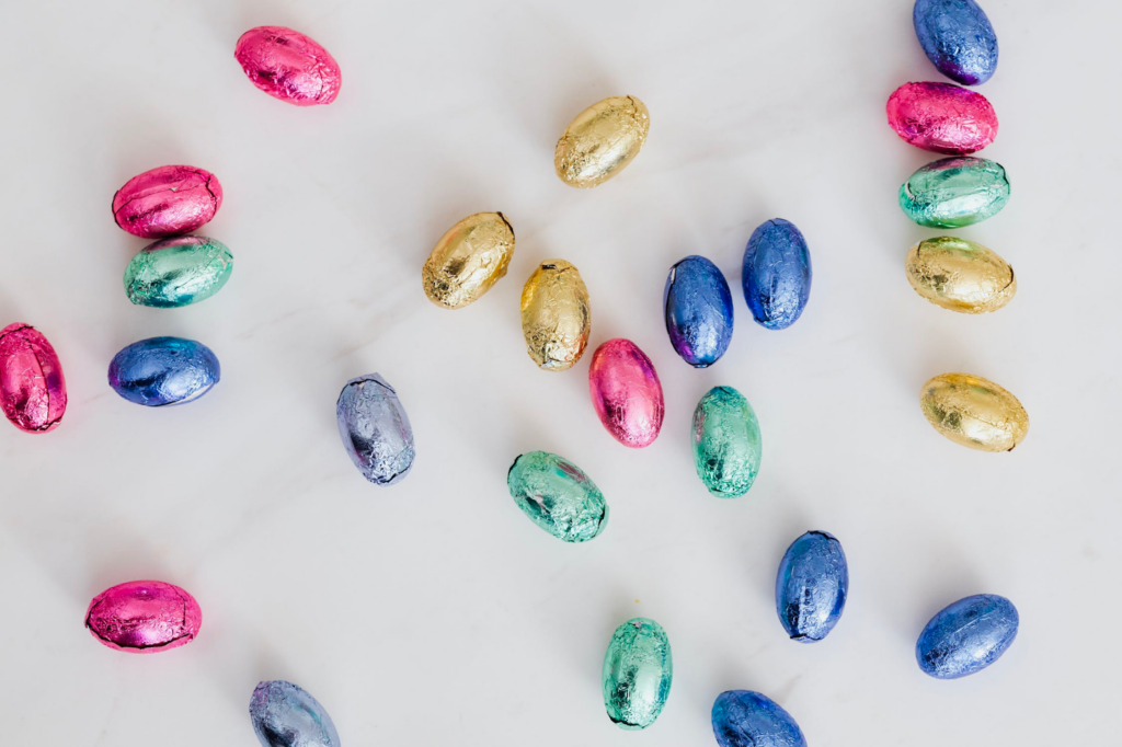Colorful Easter chocolate eggs are a classic and most iconic symbol of the holiday.