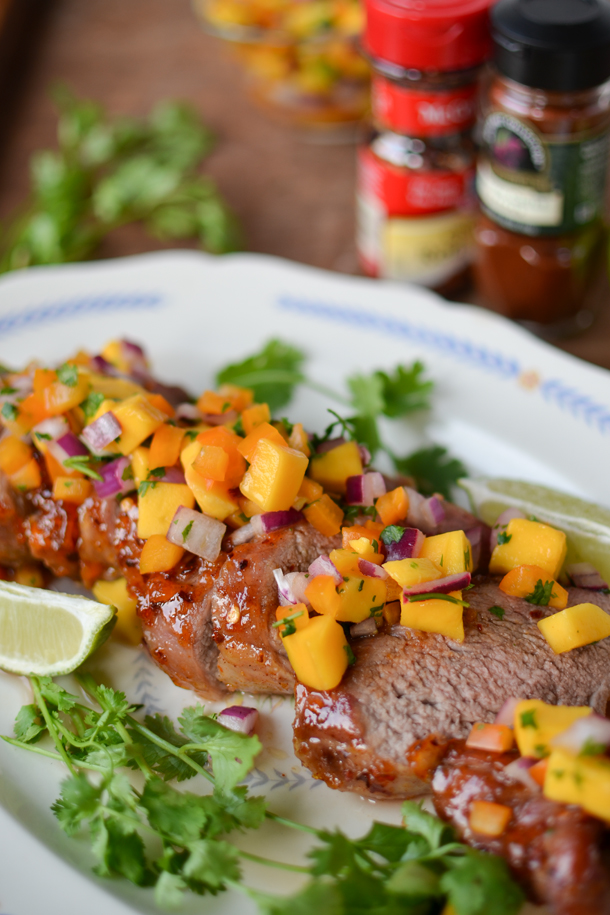 You gotta try this chamoy glazed pork tenderloin with mango salsa recipe!