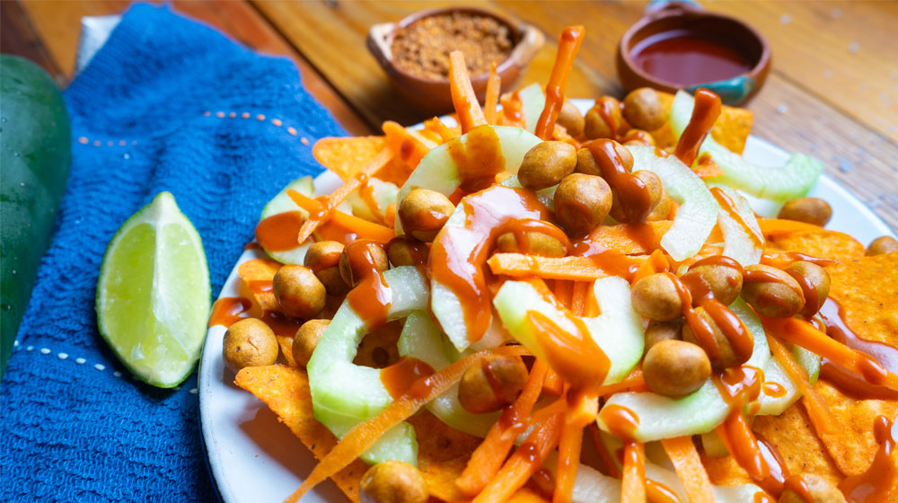Pro tip: add your favorite chips to your pepinos y cacahuates con chamoy dish.