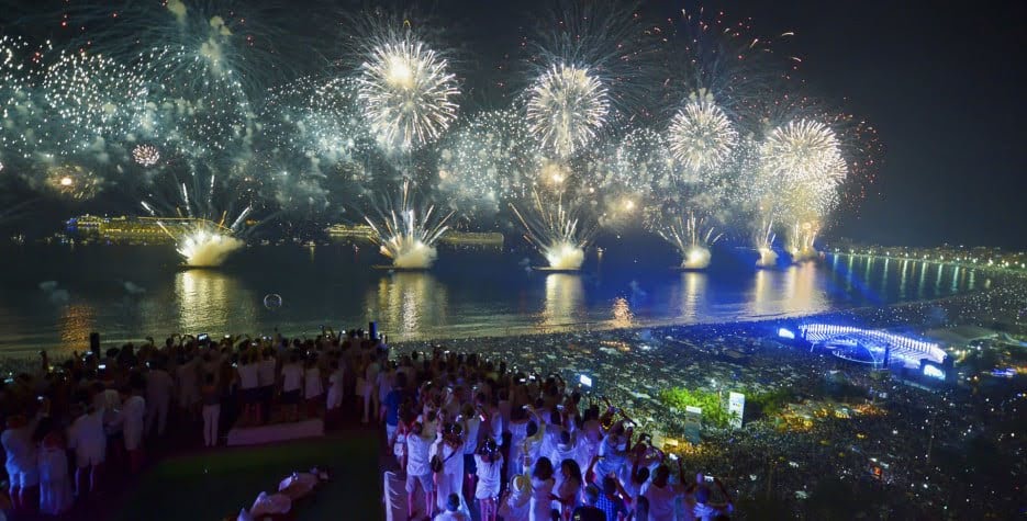 Rio and Copacabana Beach are famous for their amazing NYE celebrations and spectacular fireworks displays.