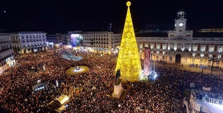 Every television in Spain lights up with the Puerta del Sol image on the 31st of December.