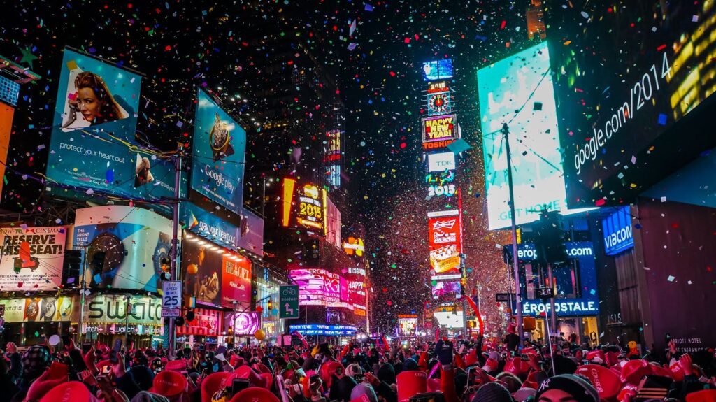 Every year on New Year's Eve, people gather in Times Square to watch the ball drop.